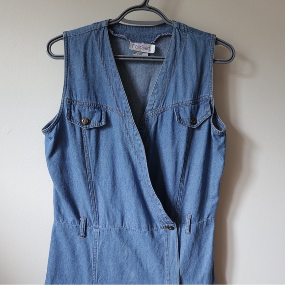 Vintage denim vintage dress Sleeveless Blue Denim Dress - Picture 4 of 7